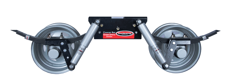 Roadmaster Comfort Ride suspension system installed on travel trailer axle